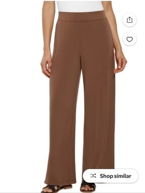 Womans Three Dots Brown Wide-Leg Palazzo Pull-On Pants